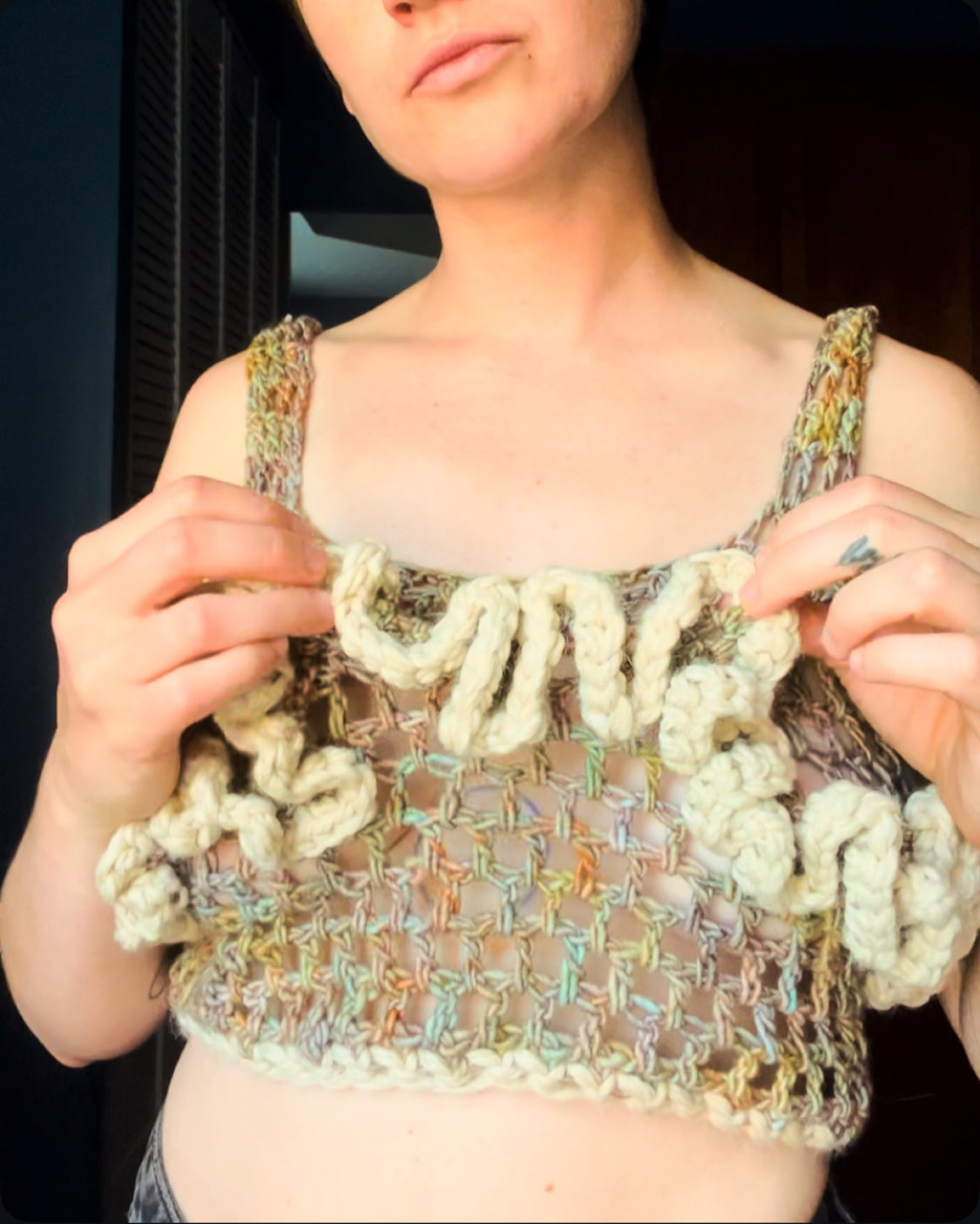 Reversible Ruffle Crop Top