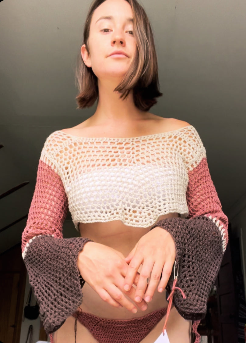 Mesh Cropped Pullover